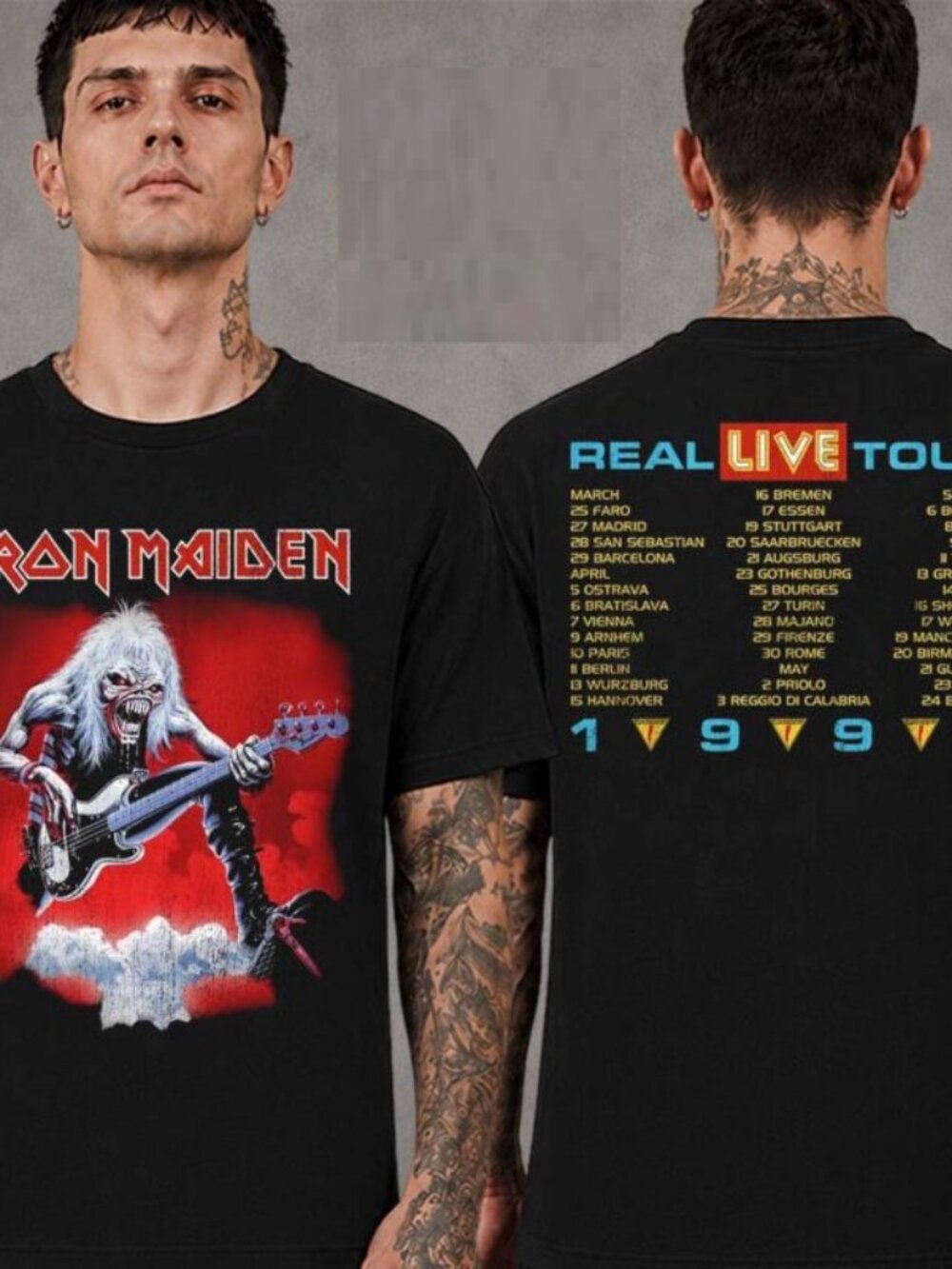 Iron Maiden IM50 Anniversary Collection A Real Live Tour 1993 Two Sided T-Shirt